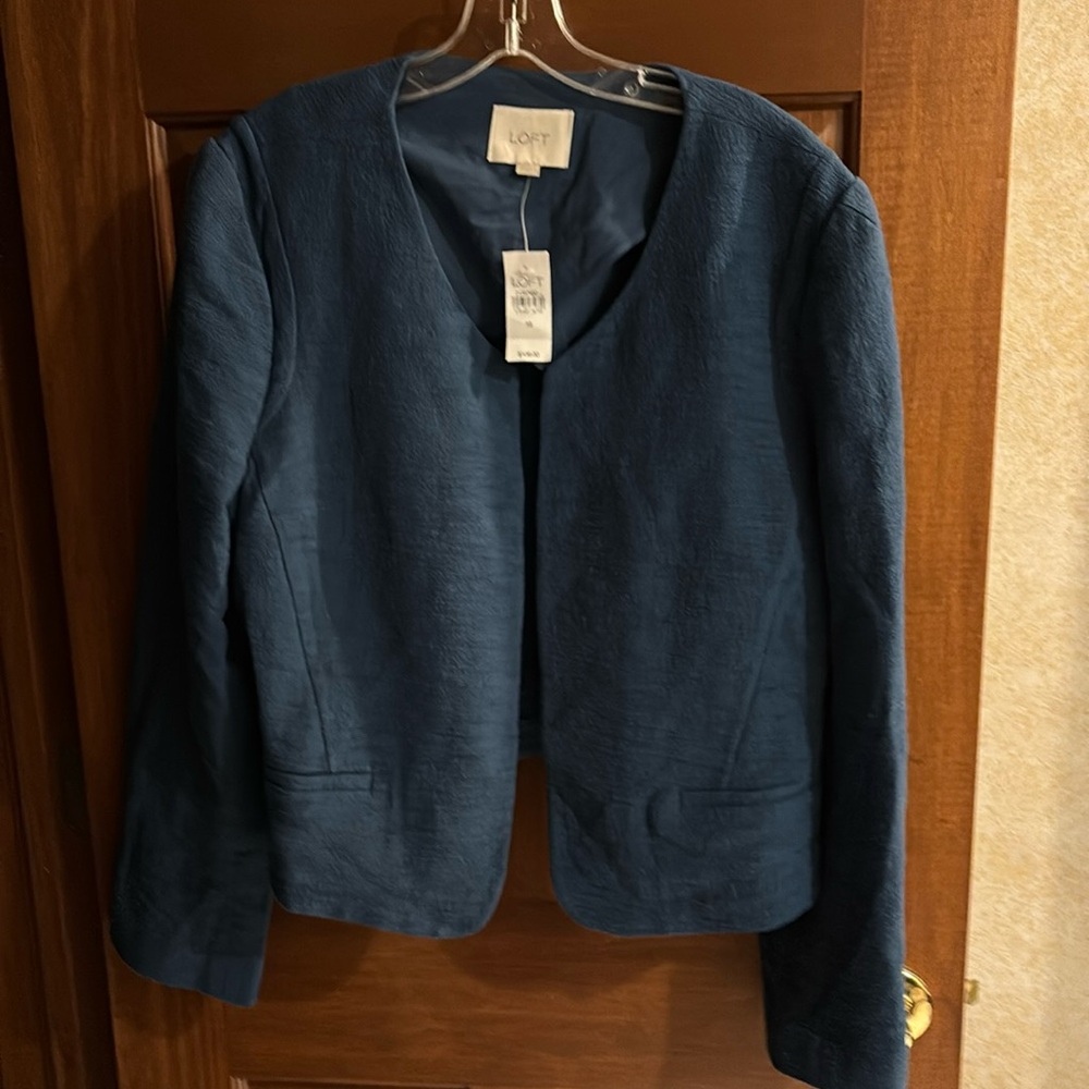 LOFT Women's Deep Blue Textured Blazer